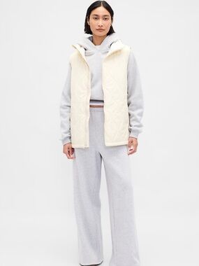 GAP Beige Quilted Long Puffer Vest